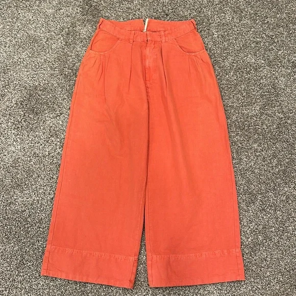 ๐ FREE PEOPLE Sweet Talk Wide Leg Pleated Chino Pants - Picture 5 of 8